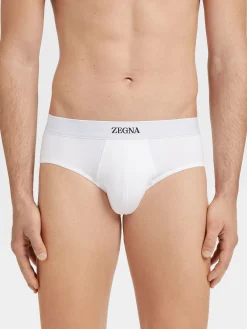 Underwear And Socks|Underwear And Socks>ZEGNA Stretch Cotton Midi Brief White