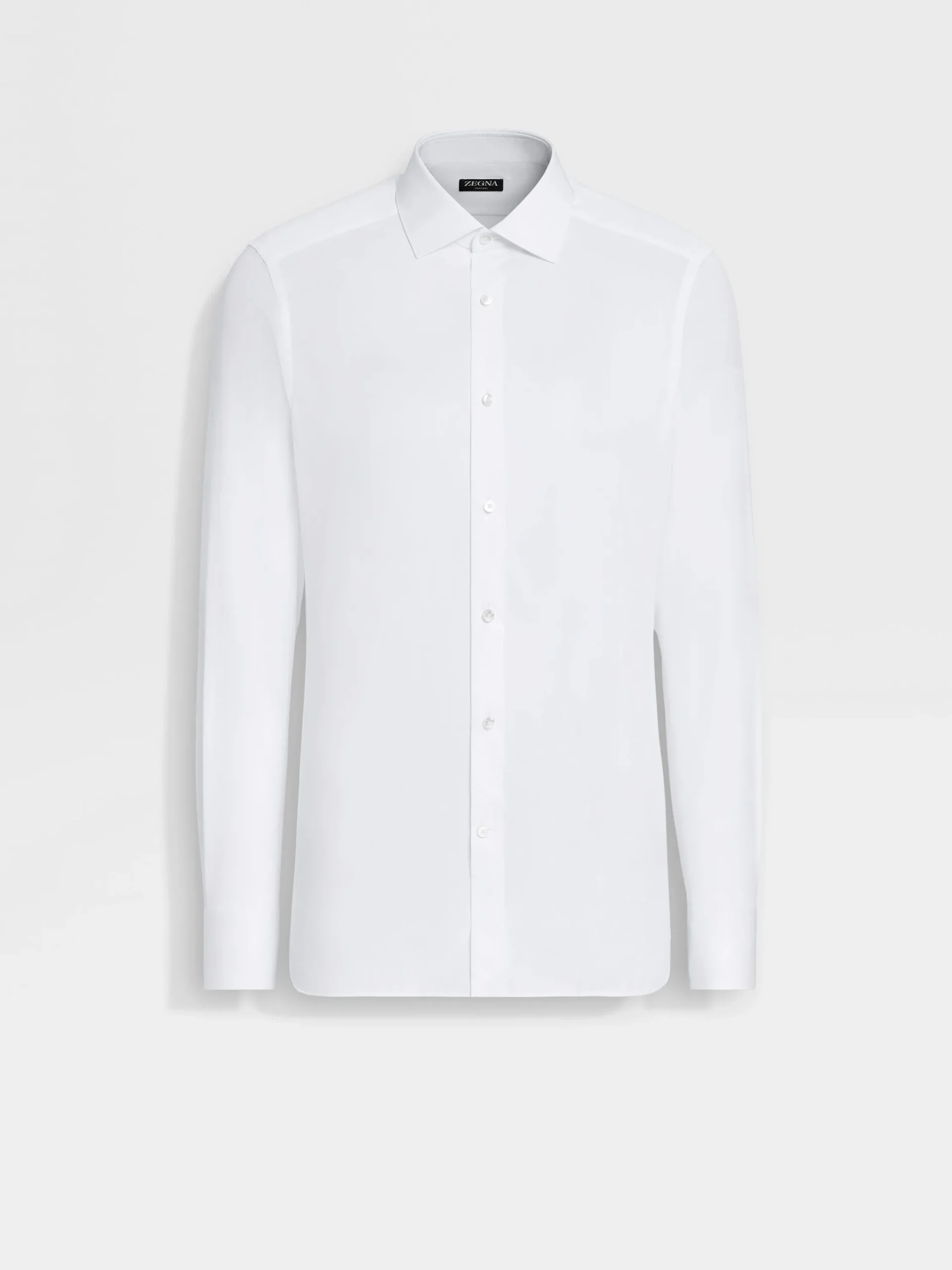 Shirts>ZEGNA Structured Micro-striped Trecapi Cotton Shirt White