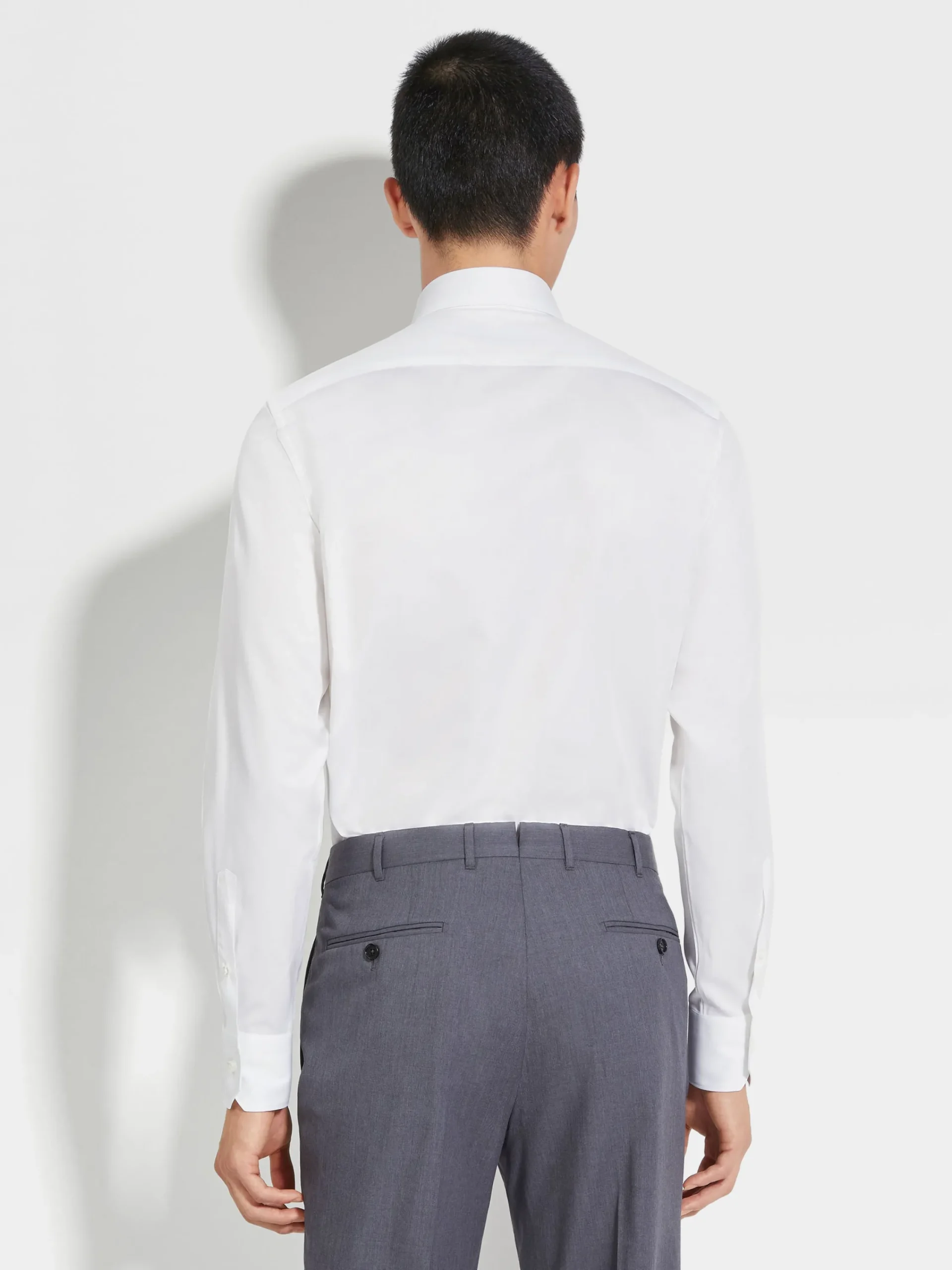 Shirts>ZEGNA Structured Micro-striped Trecapi Cotton Shirt White